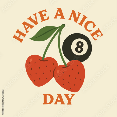 vector illustration  cherry fruit print. nature fruit club print design.