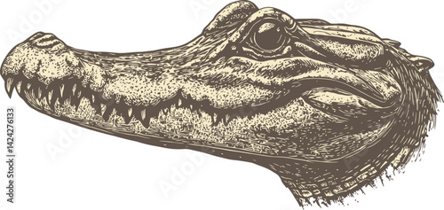 A dangerous reptile, the crocodile, opens its white mouth, revealing sharp teeth as its head emerges from the wild water, a true predator in nature
