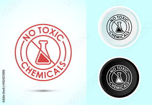 No Toxic Chemicals icon design illustration. No harmful chemical sign in color, black and white