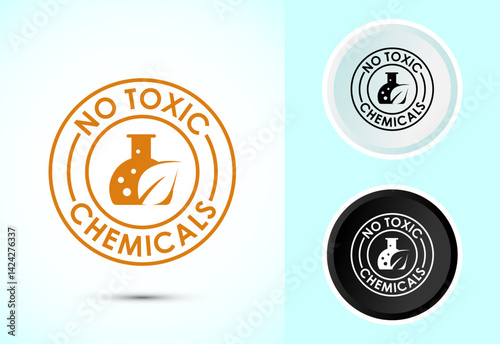 No Toxic Chemicals icon design illustration. No harmful chemical sign in color, black and white