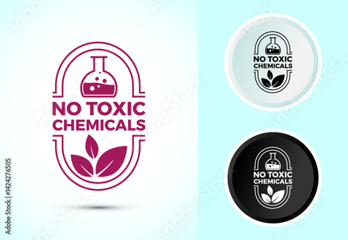 No Toxic Chemicals icon design illustration. No harmful chemical sign in color, black and white