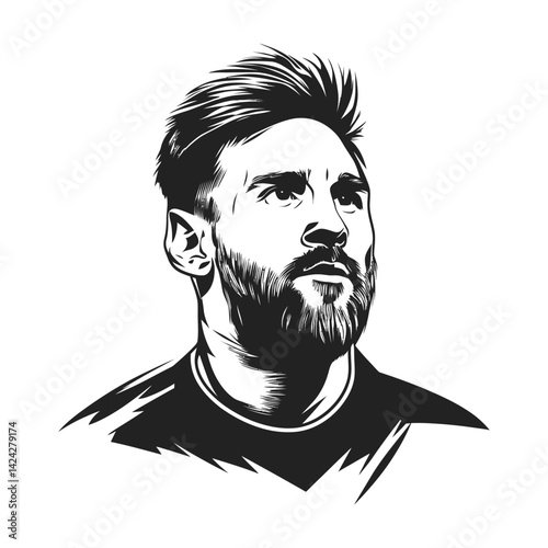 Portrait of a man with a beard. Vector illustration on white background.