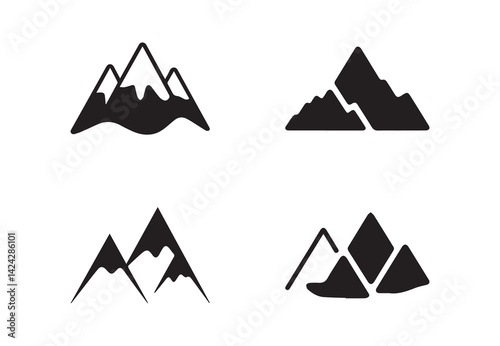 Mountain vector silhouette collection set on white background 