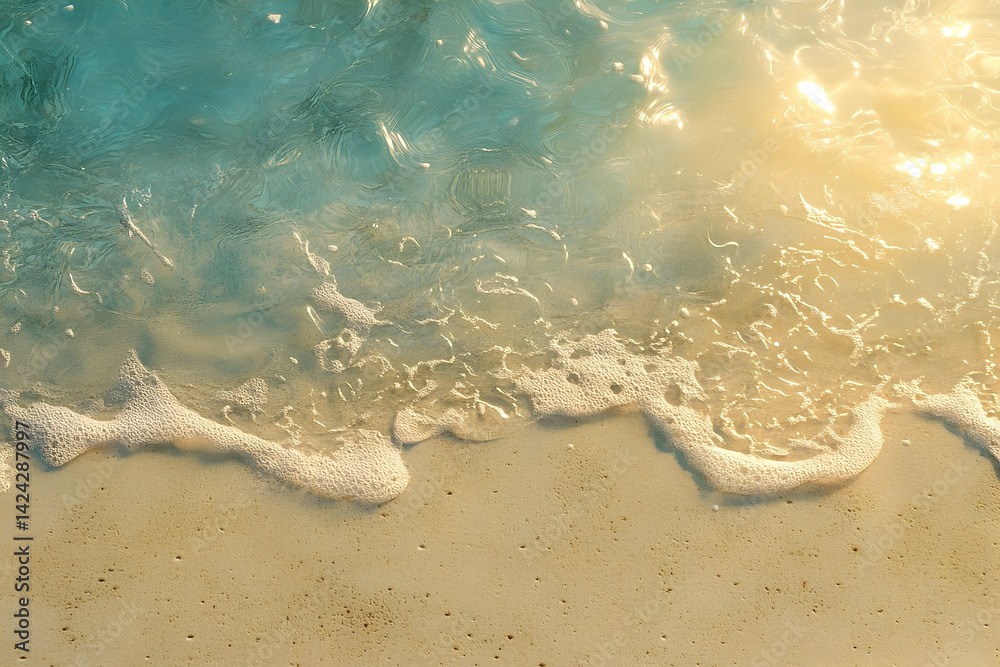 Obraz premium Gentle waves lapping a golden beach.