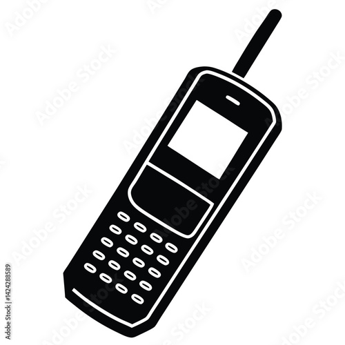 isolated Black military  sat phone on white background 