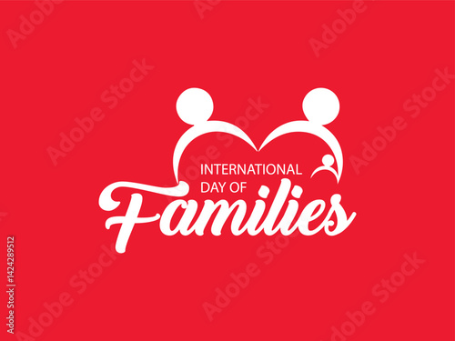 International Day of Families logo creative design idea, Wishing Greeting Card. World Family Day with Father, Mother, Daughter, and Son. Vector Illustration.