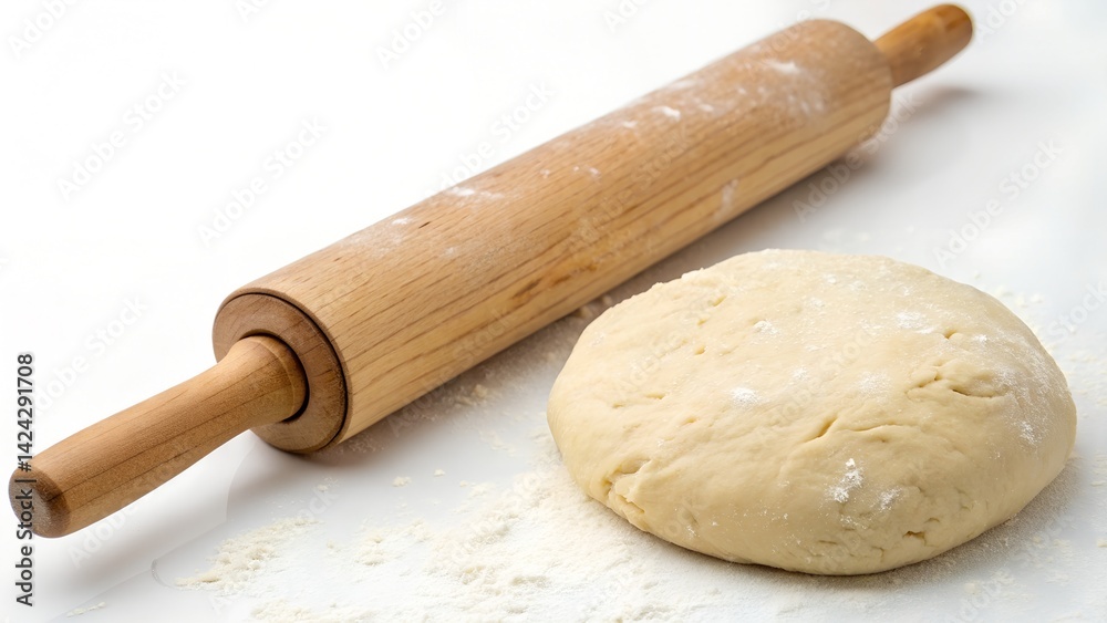 Raw Dough with Rolling Pin Raw Dough with Rolling Pin