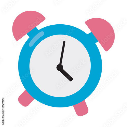 Alarm clock with a vibrant blue and pink design, perfect for lifestyle blogs, productivity tools, time management resources, and interior decor websites