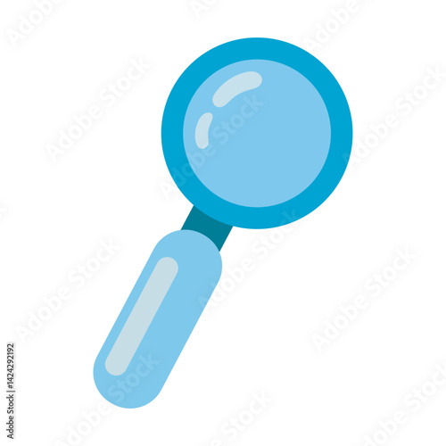 Magnifying glass in vibrant blue color for exploration. Perfect for design projects related to research, investigation, and discovery themes