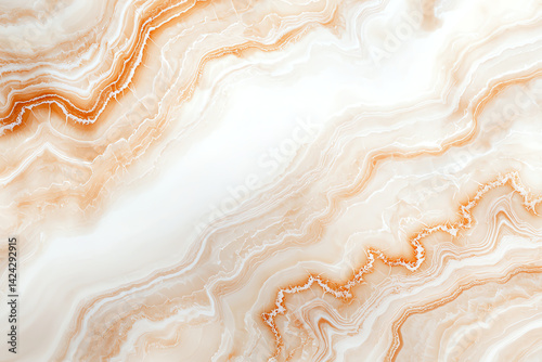 Obraz na płótnie Elegant marble texture with soft orange and white swirls, showcasing natural patterns and smooth surfaces. This design evokes sense of luxury and sophistication w salonie