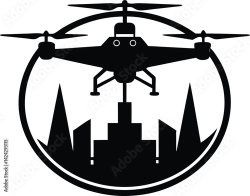 silhouette of drone flying overhead
