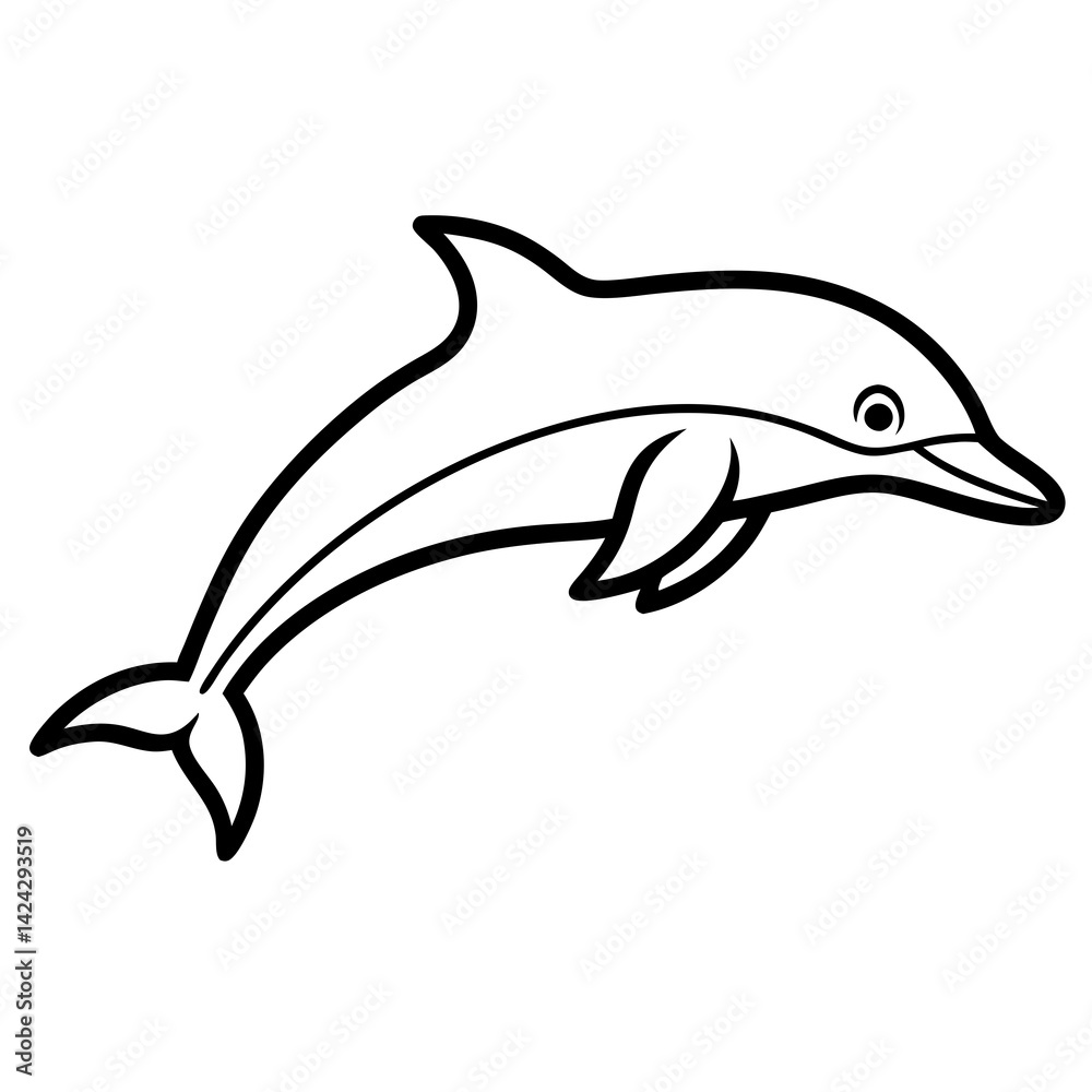 Fototapeta premium Animal porpoise line art vector
