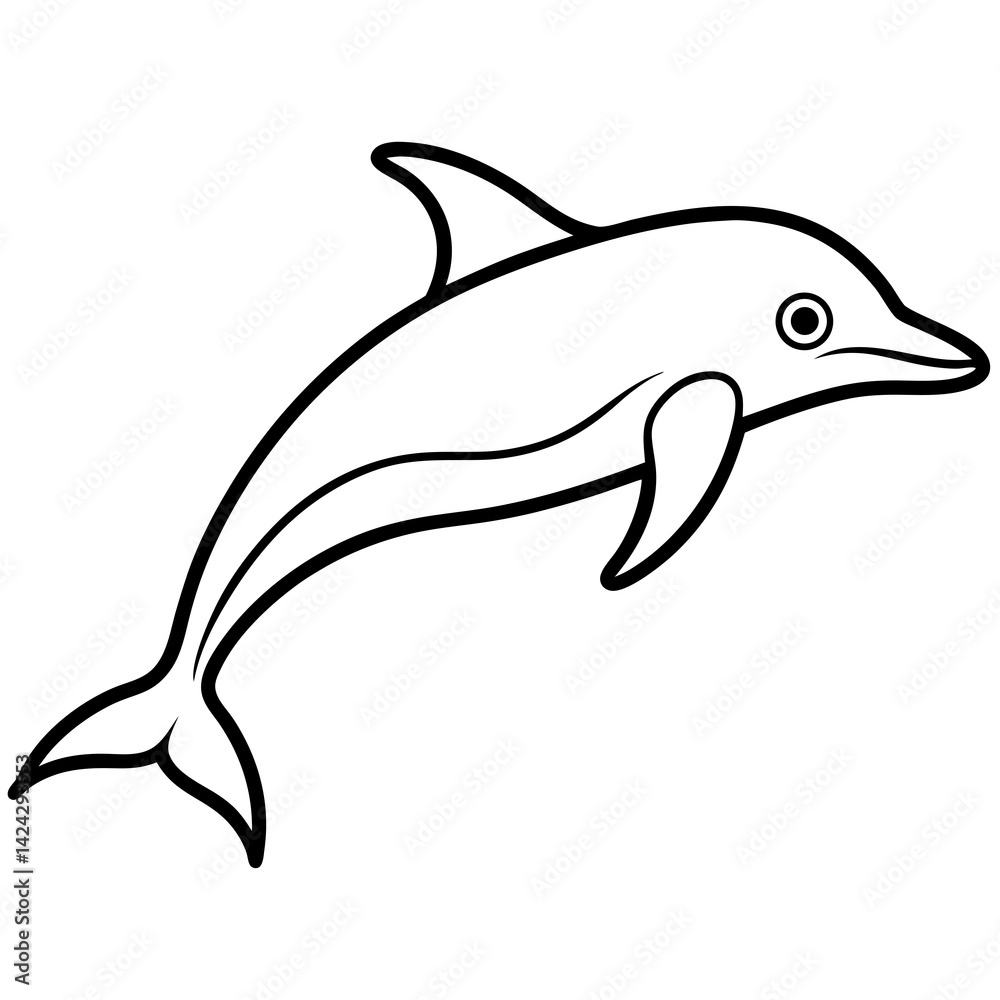 Naklejka premium Animal porpoise line art vector 