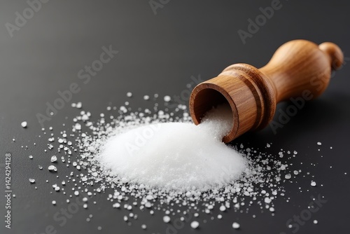 Obraz na płótnie Salt crystals spilling wooden shaker w salonie