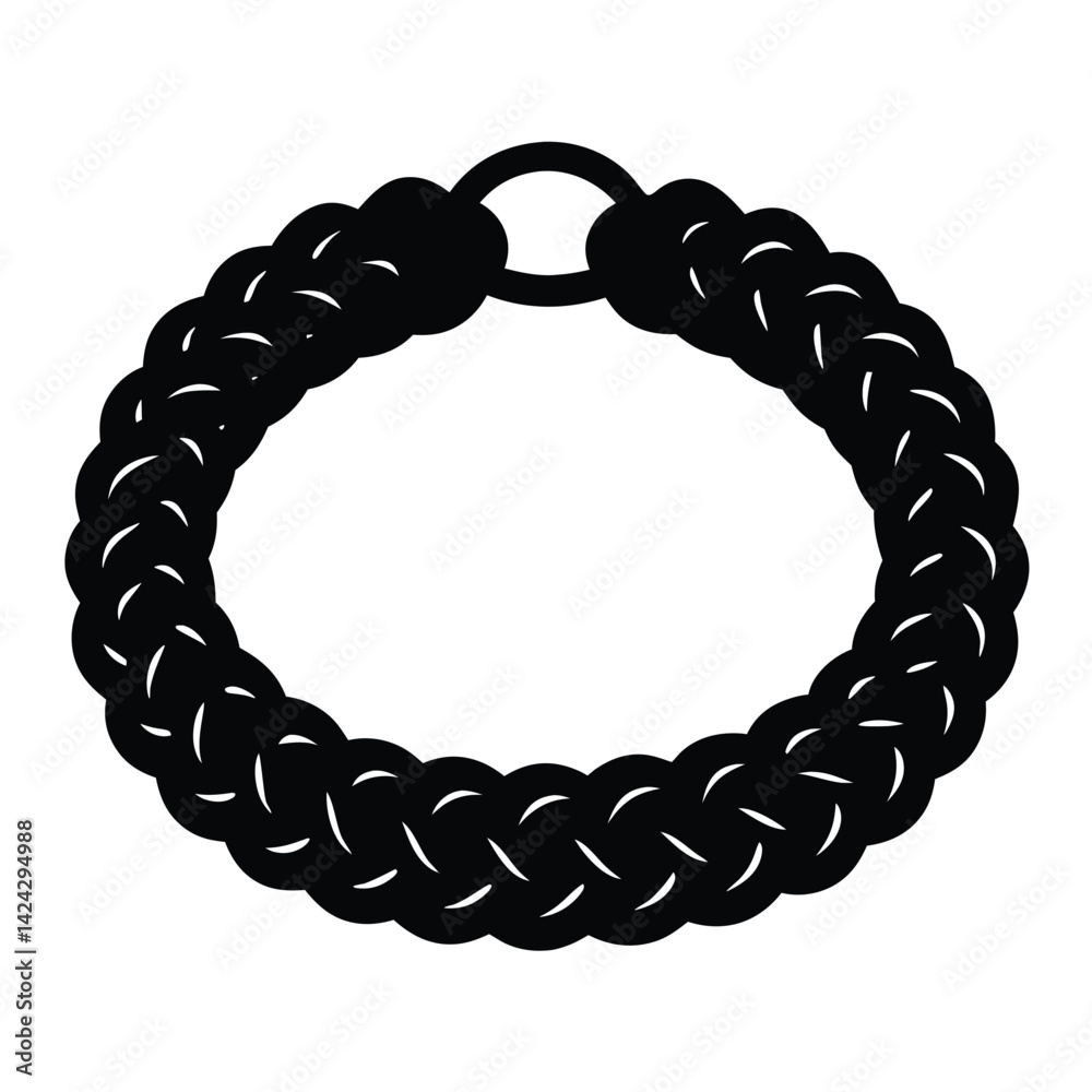 Obraz premium isolated Black military paracord bracelet on white background