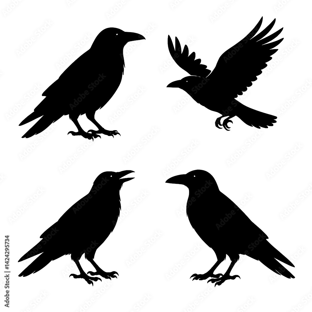 Obraz premium Crow Silhouettes Vector Set
