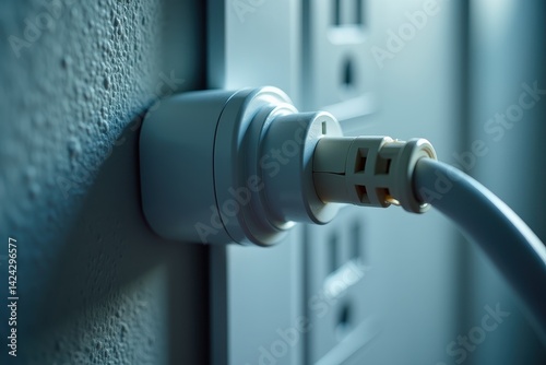 Obraz na płótnie Electrical plug in wall socket, energy technology concept w salonie