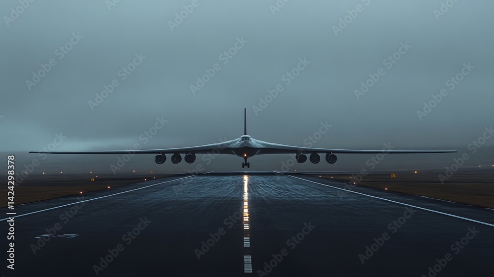 Fototapeta premium Aircraft accelerating takeoff on the runway