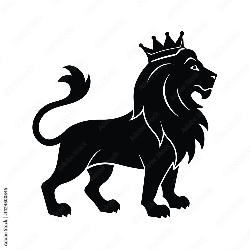 Obraz premium lion with crown silhouette art