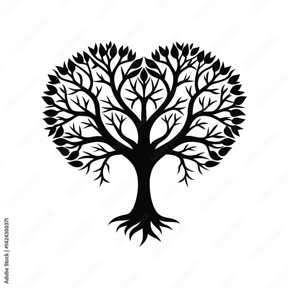 Fototapeta premium heart-shaped-tree-silhouette-art
