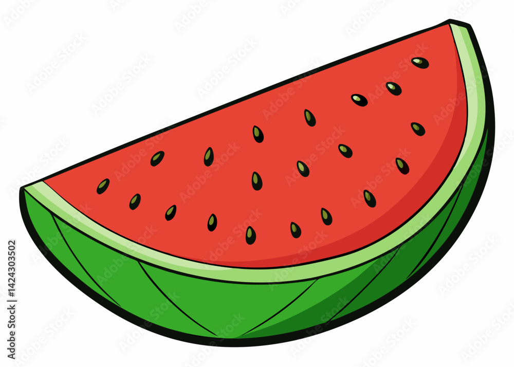 Vector illustration of a juicy watermelon slice isolated on a white background Vector illustration of a juicy watermelon slice isolated on a white background
