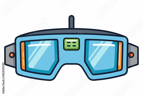 Futuristic blue virtual reality glasses isolated on white background illustration