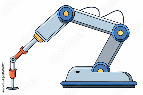 Robotic arm cartoon illustration industrial automation technology mechanical design and engineering