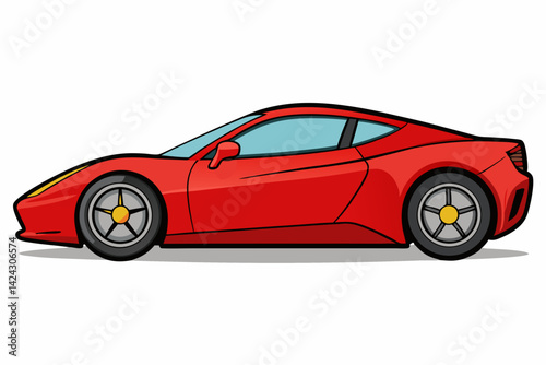 Red sportscar illustration sleek design fast car concept automotive icon vehicle