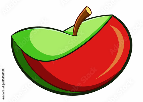 Stylized apple cartoon illustration vector fruit design on white background