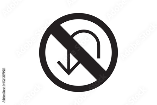 vector traffic sign icon no U-turn