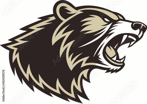 Aggressive bear head mascot design vector illustration with open mouth