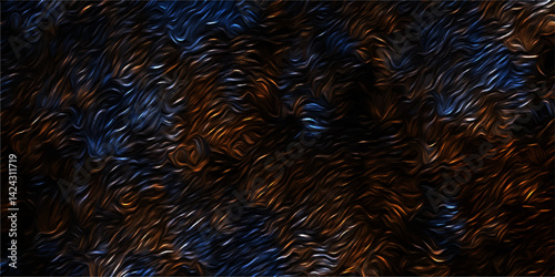 Glowing fractal digital art design vector design. Abstract Black and blue and brownish grunge background. Black lined marble stone texture background. 