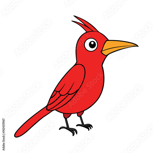 A vibrant red cardinal, a wild bird with striking feathers, perches gracefully on a branch in its natural habitat