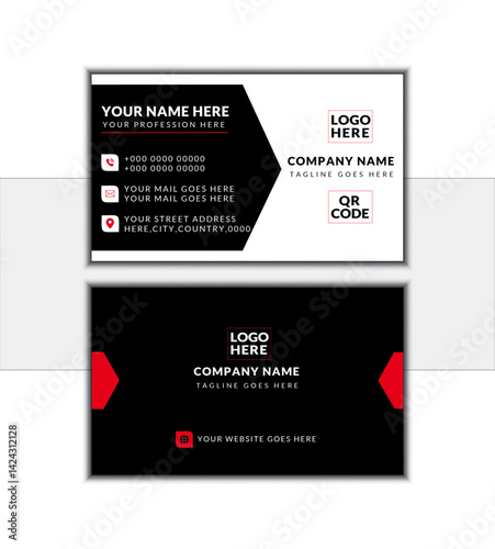 Double-sided Corporate Modern and Creative business card template. landscape orientation. Vector illustration graphic design.
