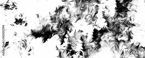 Abstract Black and White Smoke Texture Flowing Ink Clouds, Chaotic Swirls, Grunge Energy Background, Artistic Modern Design, High Contrast Monochrome Wave Form for Print or Digital art.