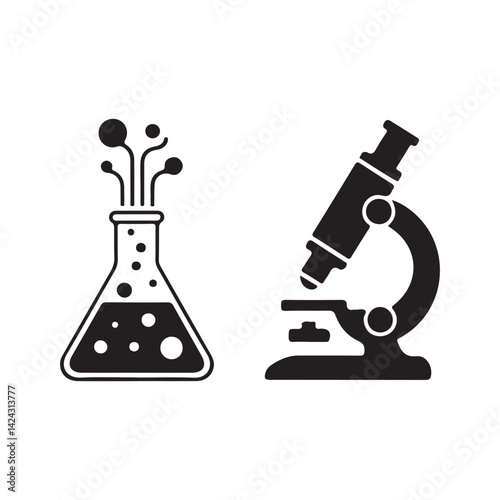 Microscope and Laboratory Equipment for Scientific Research Illustration