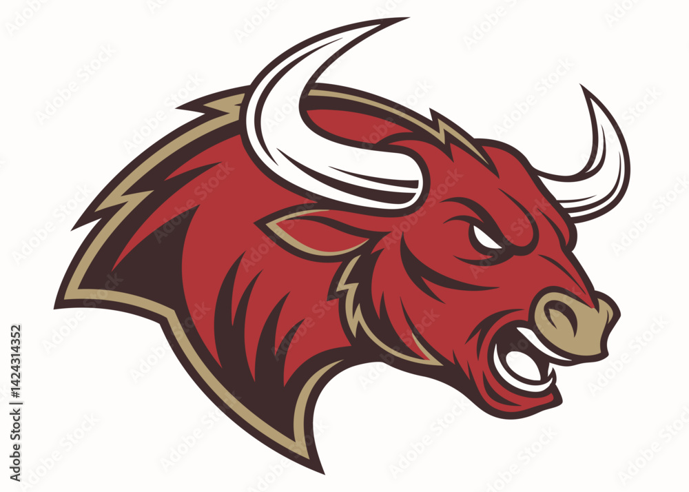 Aggressive red bull head logo detailed illustration for mascot or sports team Aggressive red bull head logo detailed illustration for mascot or sports team