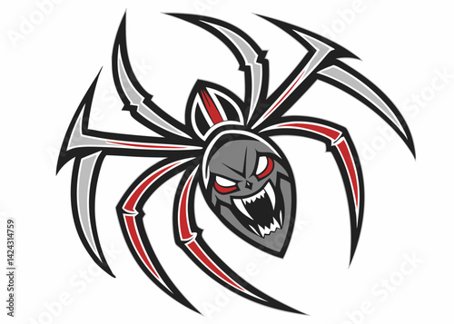 Angry spider cartoon graphic vector illustration esports logo design