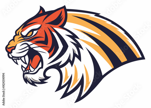 Vector illustration of a roaring tiger head perfect for sports team logos