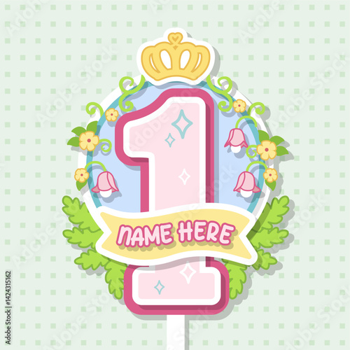 adorable Pink Princess Cake Topper for birthday cake topper