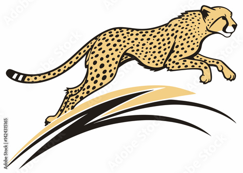 Cheetah leaping vector illustration speed agility feline predator animal graphic design