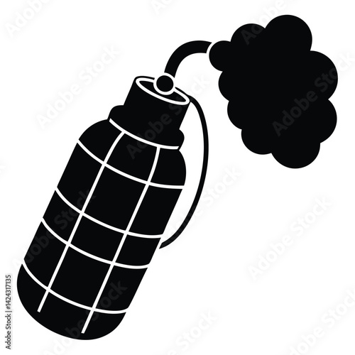 isolated Black military smoke grenade on white backgroun