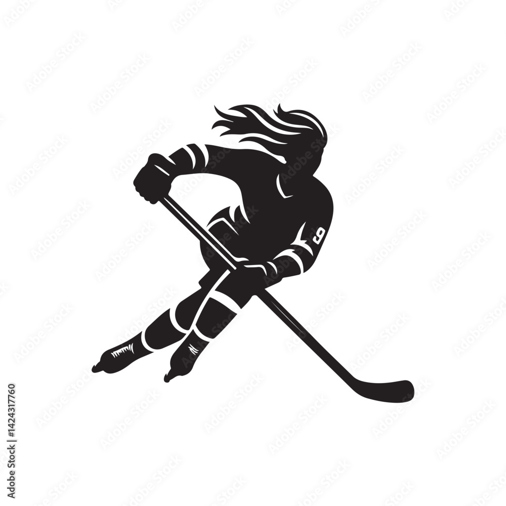 Fototapeta premium hockey player vector silhouette clip art illustration