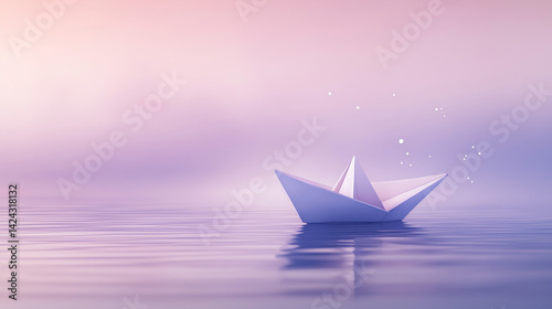 The paper boat on the water surface