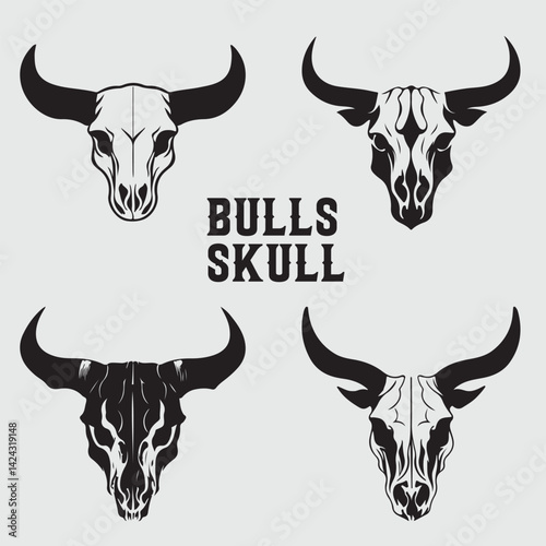 vector illustration of a bull skull