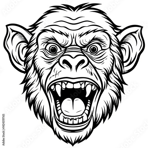 Wallpaper Mural chimpanzee line art Torontodigital.ca