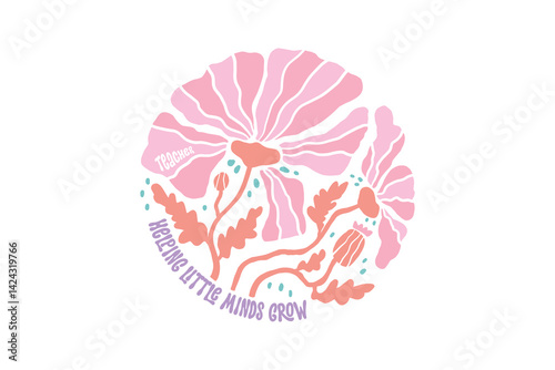Teacher helping little minds grow, Teacher Boho Floral Quote SVG T Shirt Design