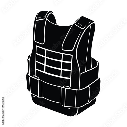 isolated Black military tactical vest pouch on white bac