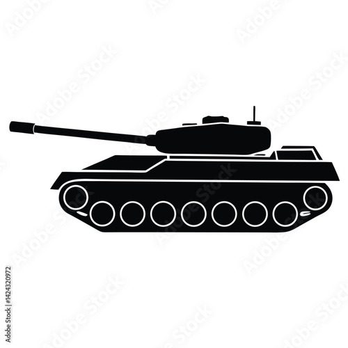 isolated Black military tank model on white background
