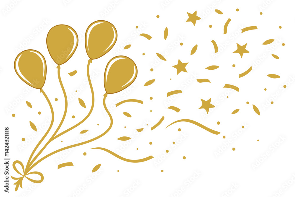 Gold confetti celebration. vector illustration
